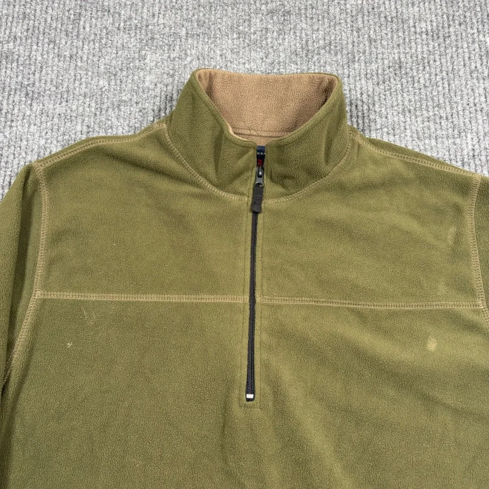 Saddlebred Pullover Mens Fleece Large Green Quarter Zip Mock Neck Long Sleeve